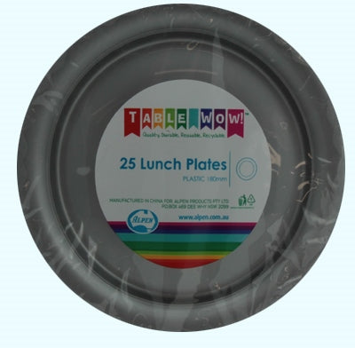 Silver Plastic Lunch Plates 180mm 20pk