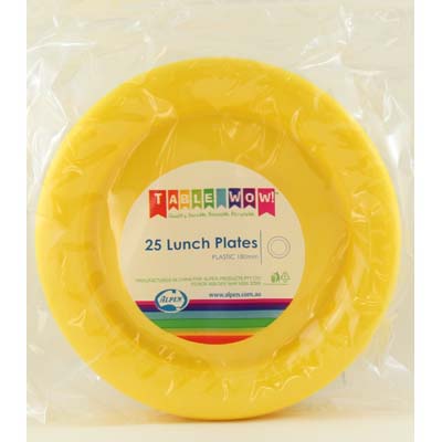 Yellow Plastic Lunch Plates 180mm 20pk