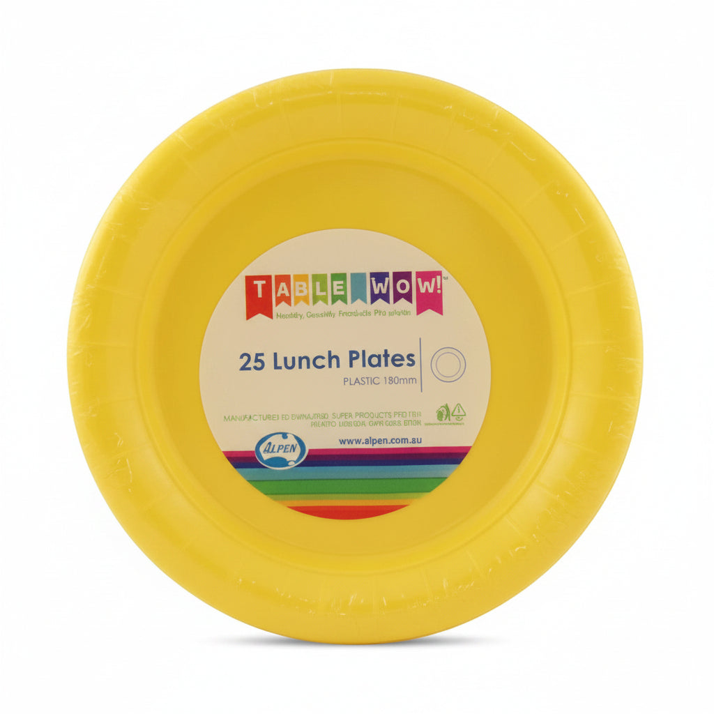 Yellow Plastic Lunch Plates 180mm 20pk