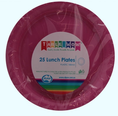 Magenta Plastic Lunch Plates 180mm 20pk