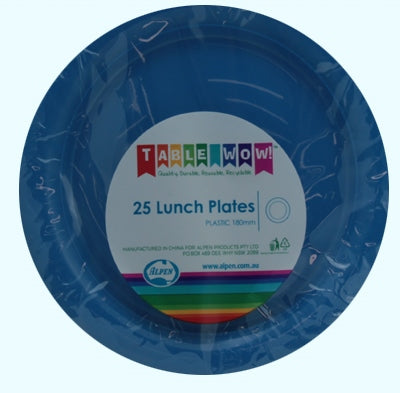 Royal Blue Plastic Lunch Plates 180mm 20pk