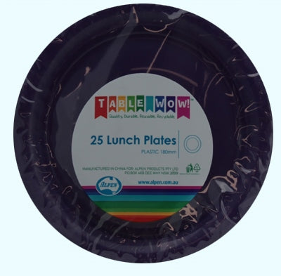 Purple Plastic Lunch Plates 180mm 20pk