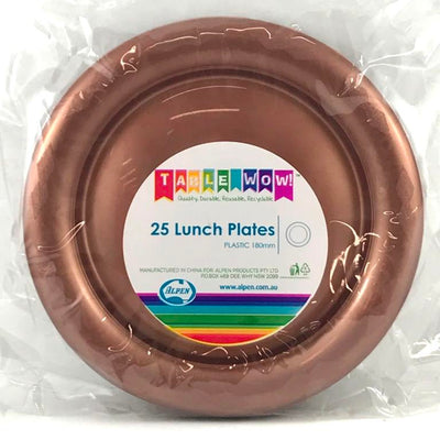 Rose Gold Plastic Lunch Plates 180mm 20pk