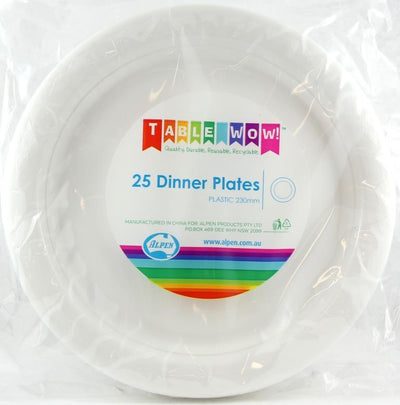White Plastic Dinner Plates 230mm 20pk