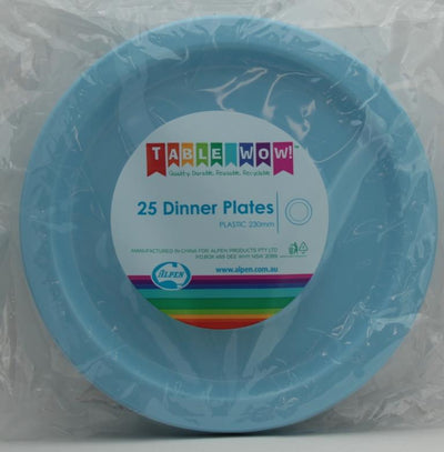 Light Blue Plastic Dinner Plates 230mm 20pk