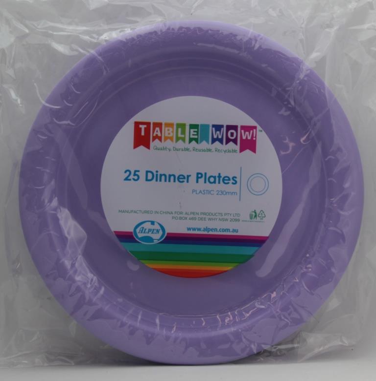 Lavender Plastic Dinner Plates 230mm 20pk