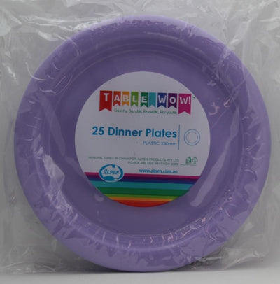 Lavender Plastic Dinner Plates 230mm 20pk