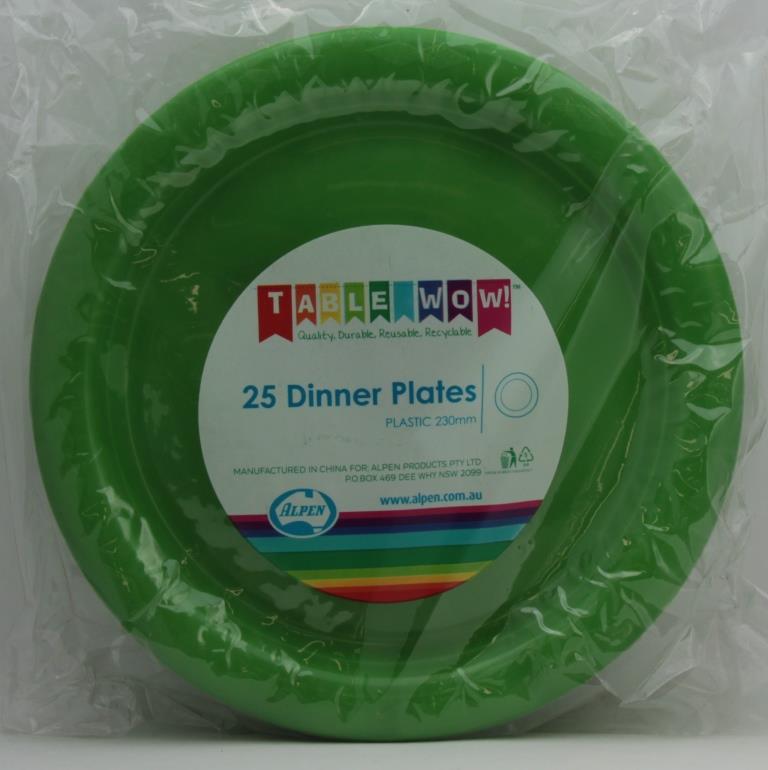 Lime Plastic Dinner Plates 230mm 20pk