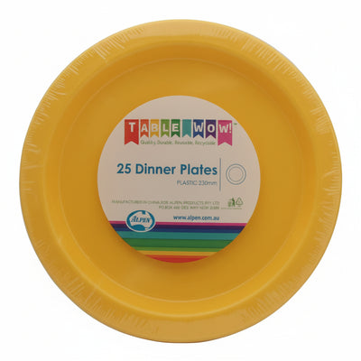 Yellow Plastic Dinner Plates 230mm 20pk
