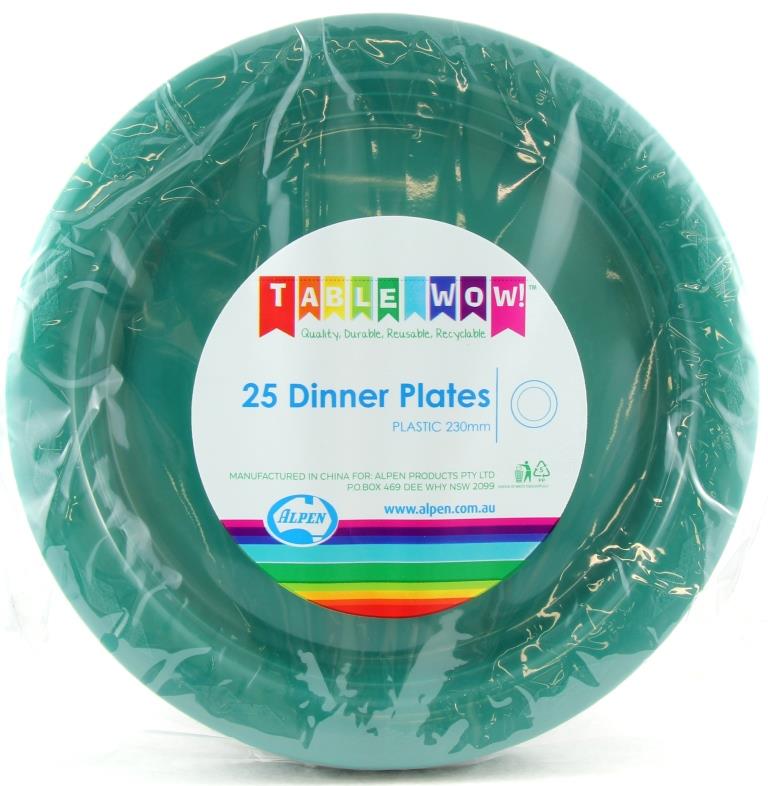 Green Plastic Dinner Plates 230mm 20pk