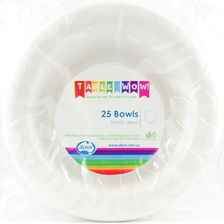 White Plastic Bowls 20pk