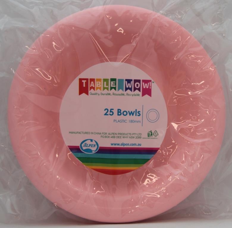 Light Pink Plastic Bowls 20pk