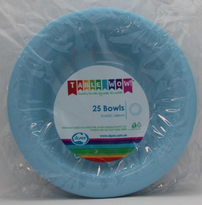 Light Blue Plastic Bowls 20pk