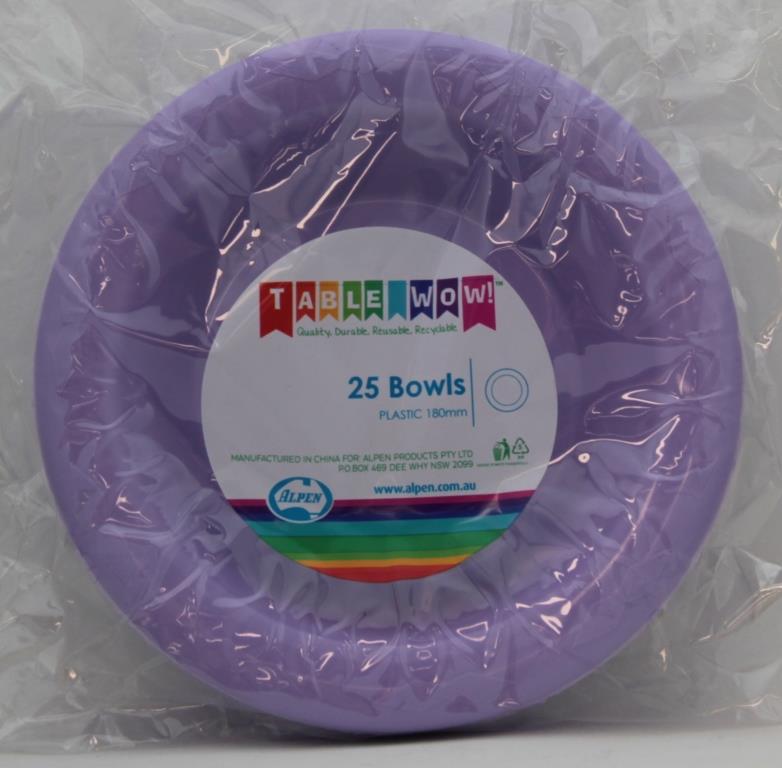 Lavender Plastic Bowls 20pk