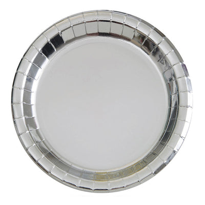 Silver Round Paper Plates 9in 8pk
