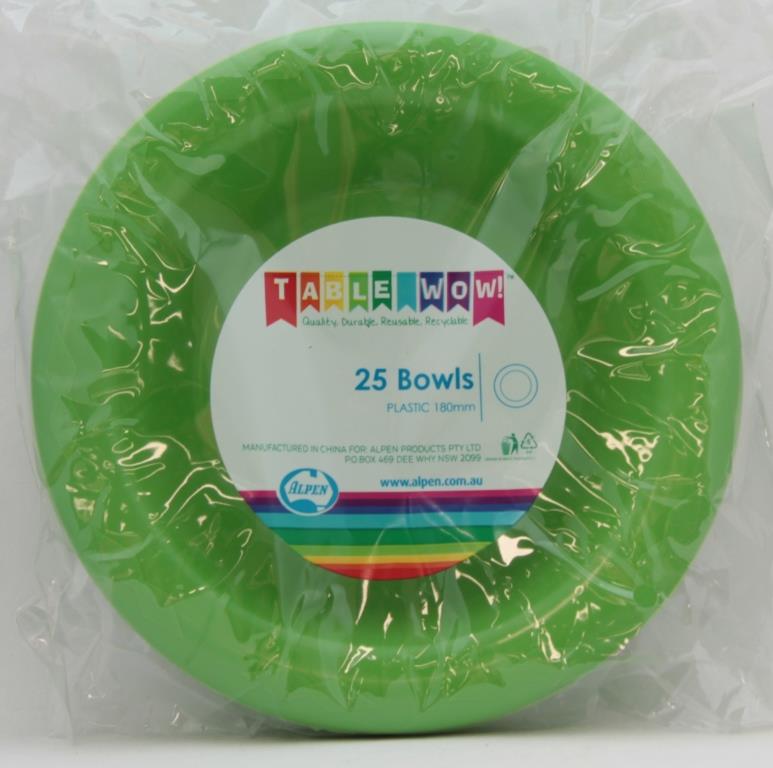 Lime Plastic Bowls 20pk