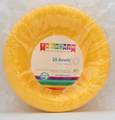 Yellow Plastic Bowls 20pk
