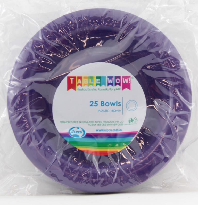 Purple Plastic Bowls 20pk