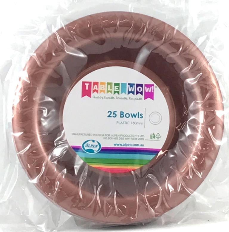 Rose Gold Plastic Bowls 20pk