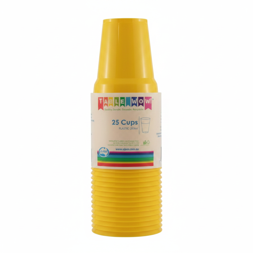 Yellow Plastic Cups 285ml 20pk