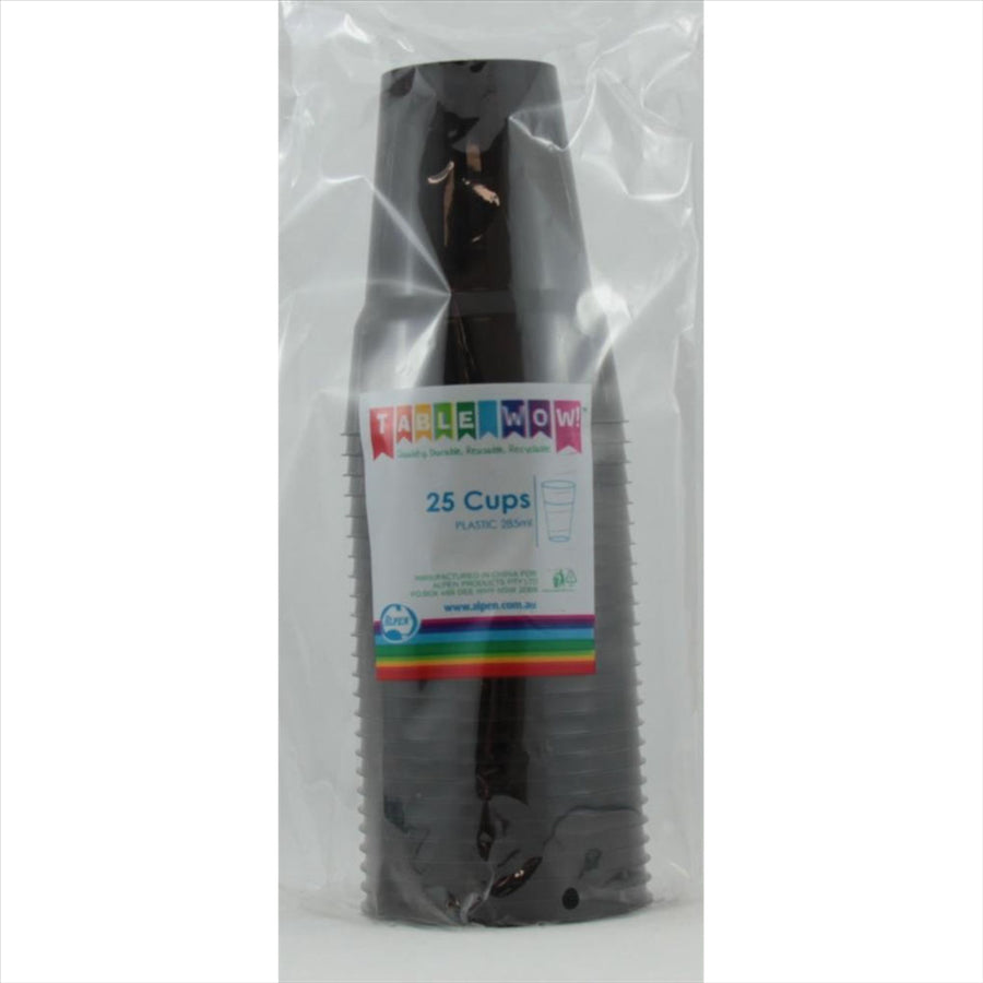 Black Plastic Cups 285ml 20pk
