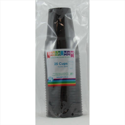 Black Plastic Cups 285ml 20pk