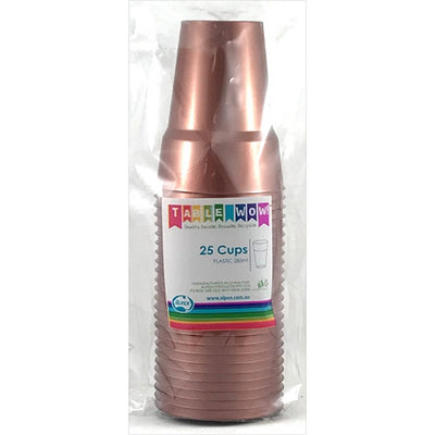 Rose Gold Plastic Cups 285ml 20pk
