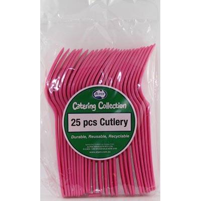 Magenta Plastic Forks 20pk