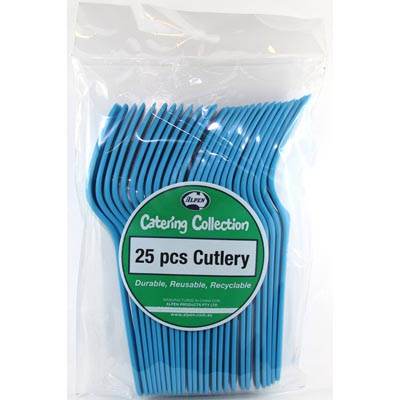 Azure Blue Plastic Forks 20pk