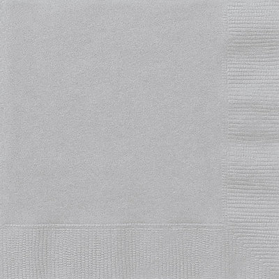 Silver Beverage Napkins 25.4x25.4cm 20pk