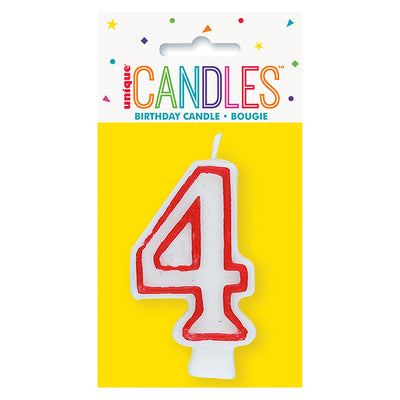 Red No. 4 Numeral Candle