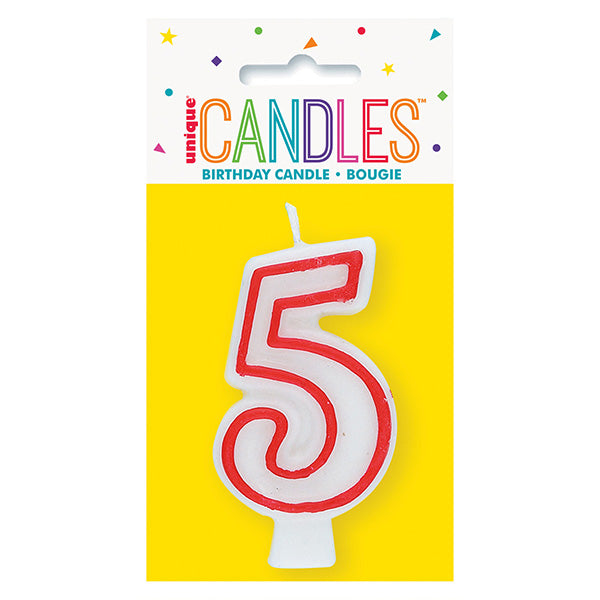 Red No. 5 Numeral Candle