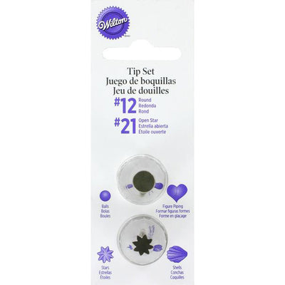 Wilton Round #12 & Star #21 Tip Set