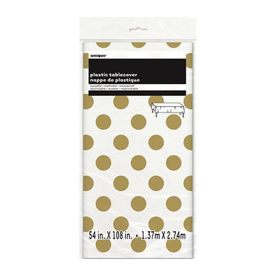 Dots Gold Plastic Tablecover 137x274cm