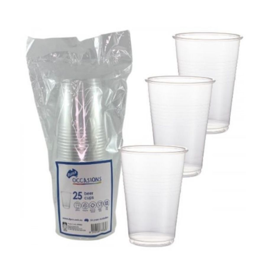 20pk Plastic Beer Cups 285ml