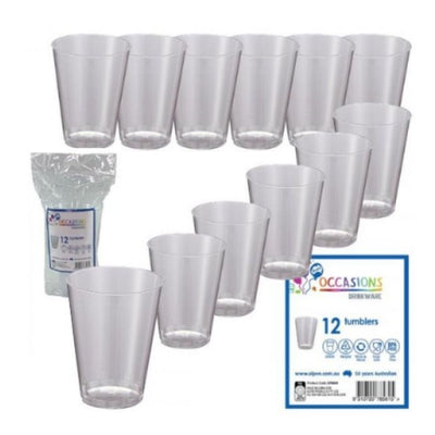 12pk Clear Plastic Tumbler 200ml