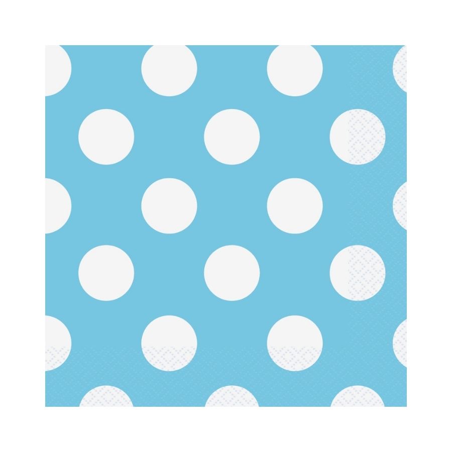 Powder Blue Dots Lunch 2ply Napkins 33x33cm 16pk