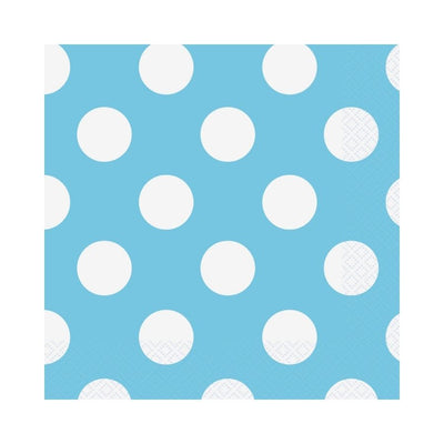 Powder Blue Dots Lunch 2ply Napkins 33x33cm 16pk