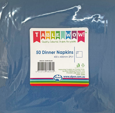 Dark Blue Dinner Napkins 2ply 40x40cm 50pk