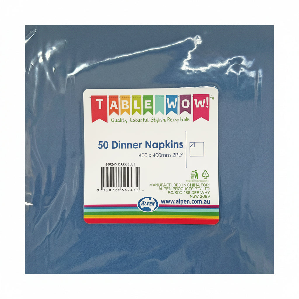 Dark Blue Dinner Napkins 2ply 40x40cm 50pk