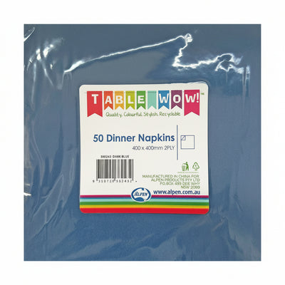 Dark Blue Dinner Napkins 2ply 40x40cm 50pk