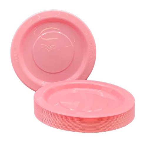 Light Pink Plastic Lunch Plates 180mm 20pk