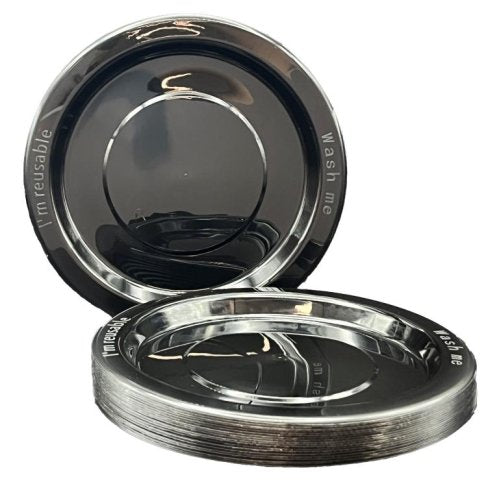 Black Plastic Dinner Plates 230mm 20pk