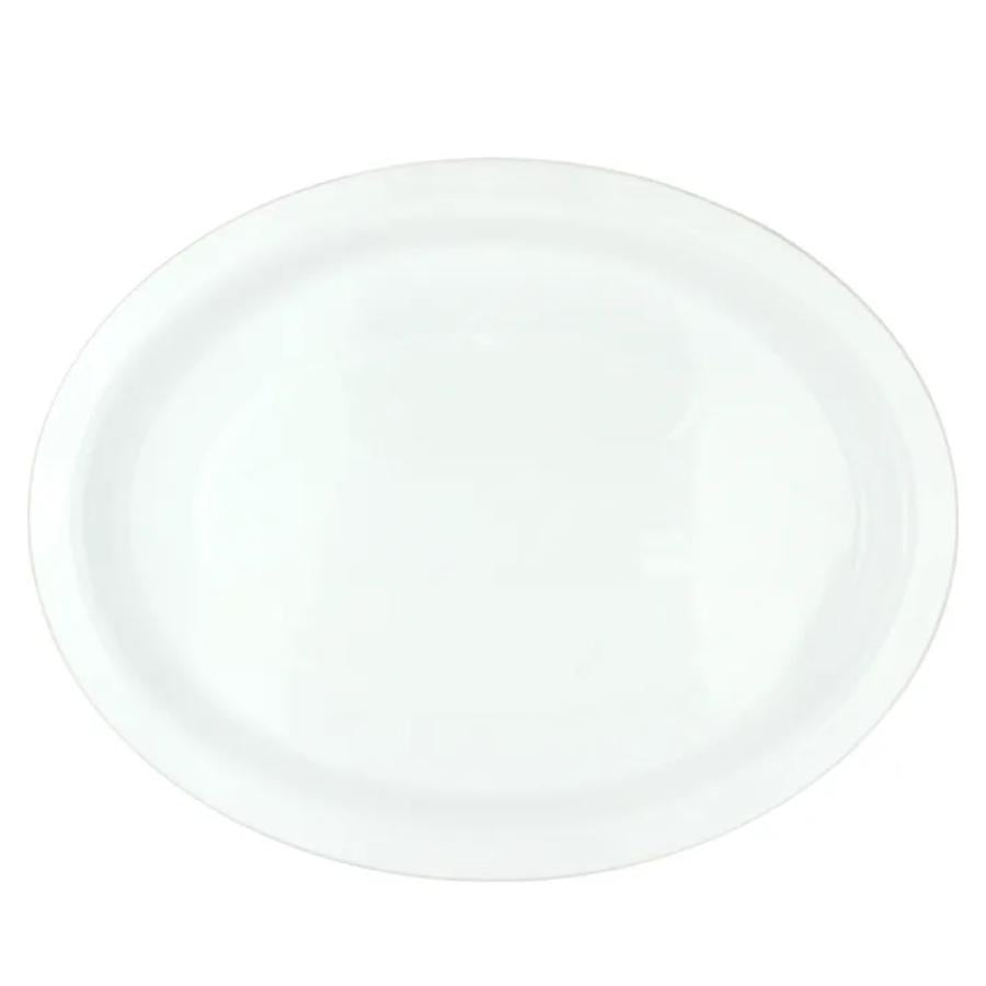 20pk White Plastic Reusable Oval Plates 315x245mm