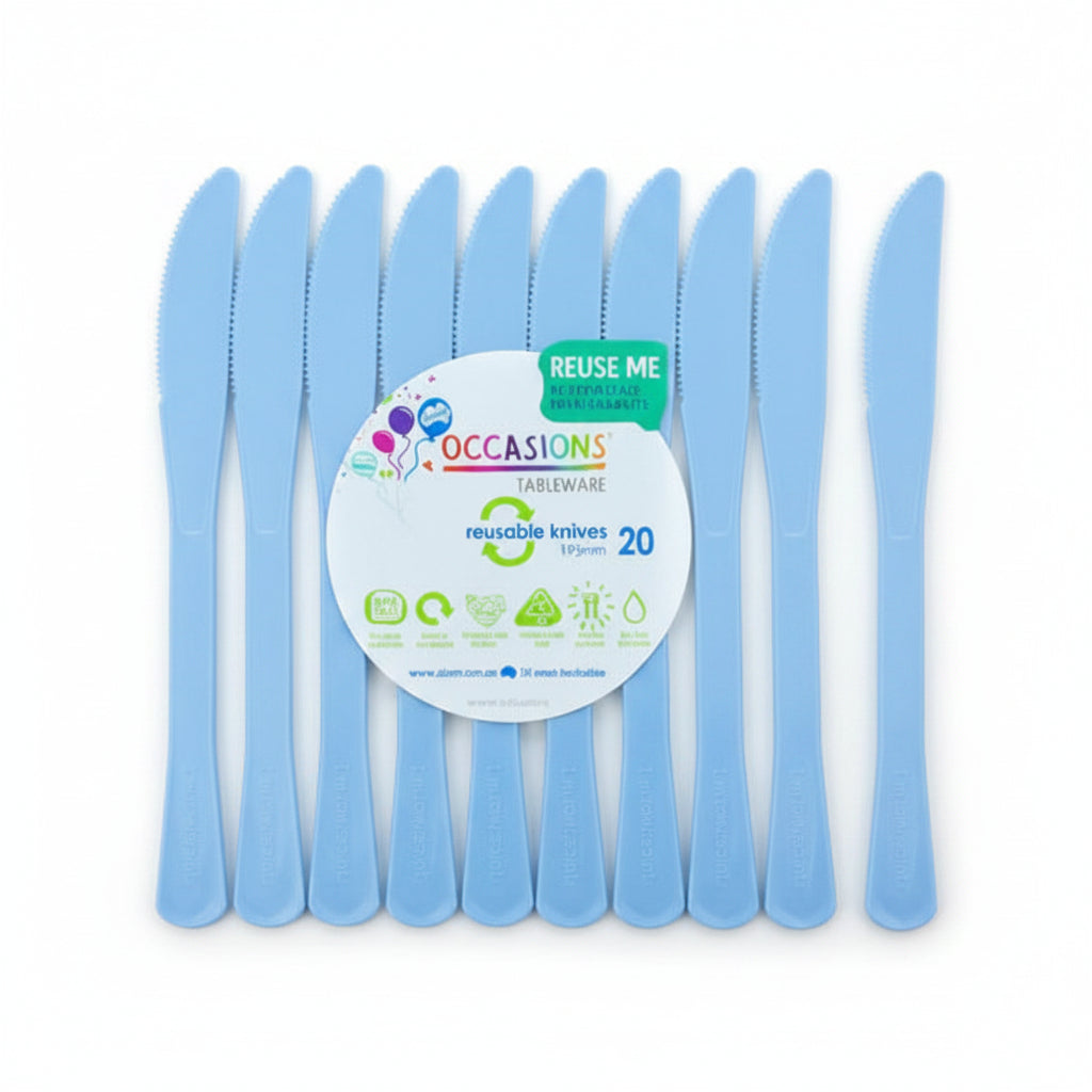 Light Blue Plastic Knives 20pk