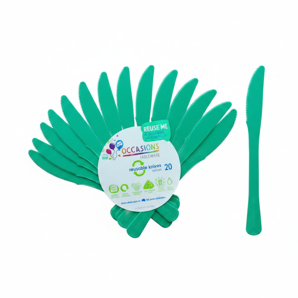 Green Plastic Knives 20pk
