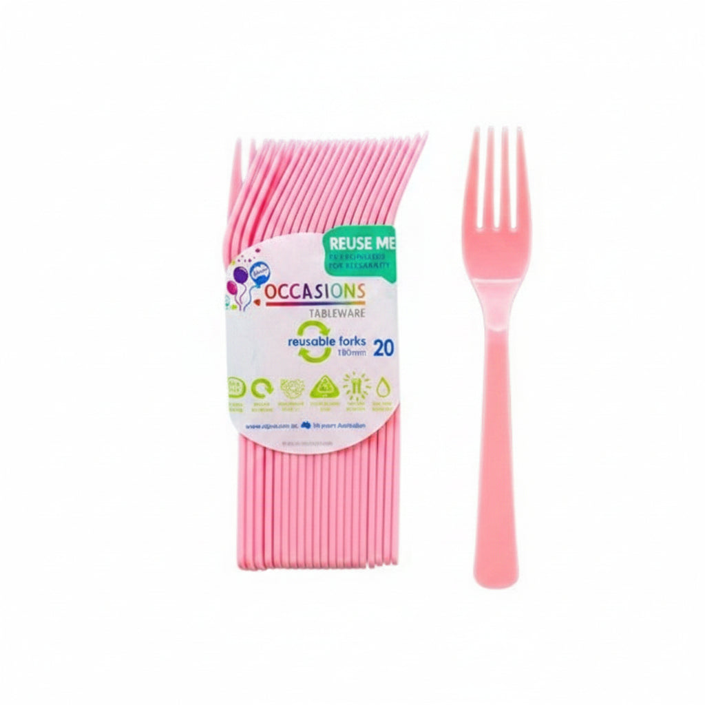 Light Pink Plastic Forks 20pk