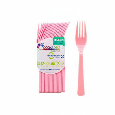 Light Pink Plastic Forks 20pk