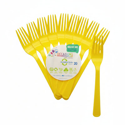 Yellow Plastic Forks 20pk