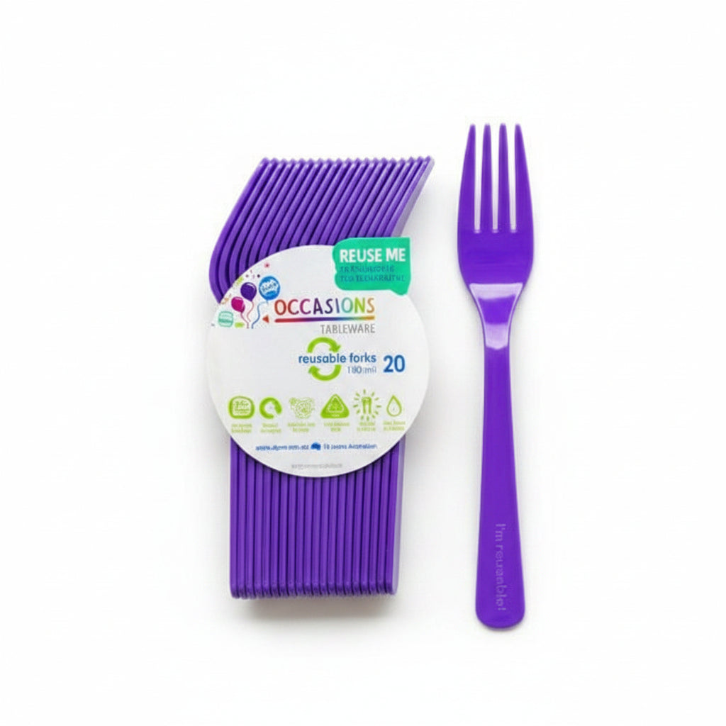 Purple Plastic Forks 20pk